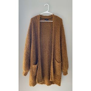 American Eagle Mustard Boucle Oversized Cardigan